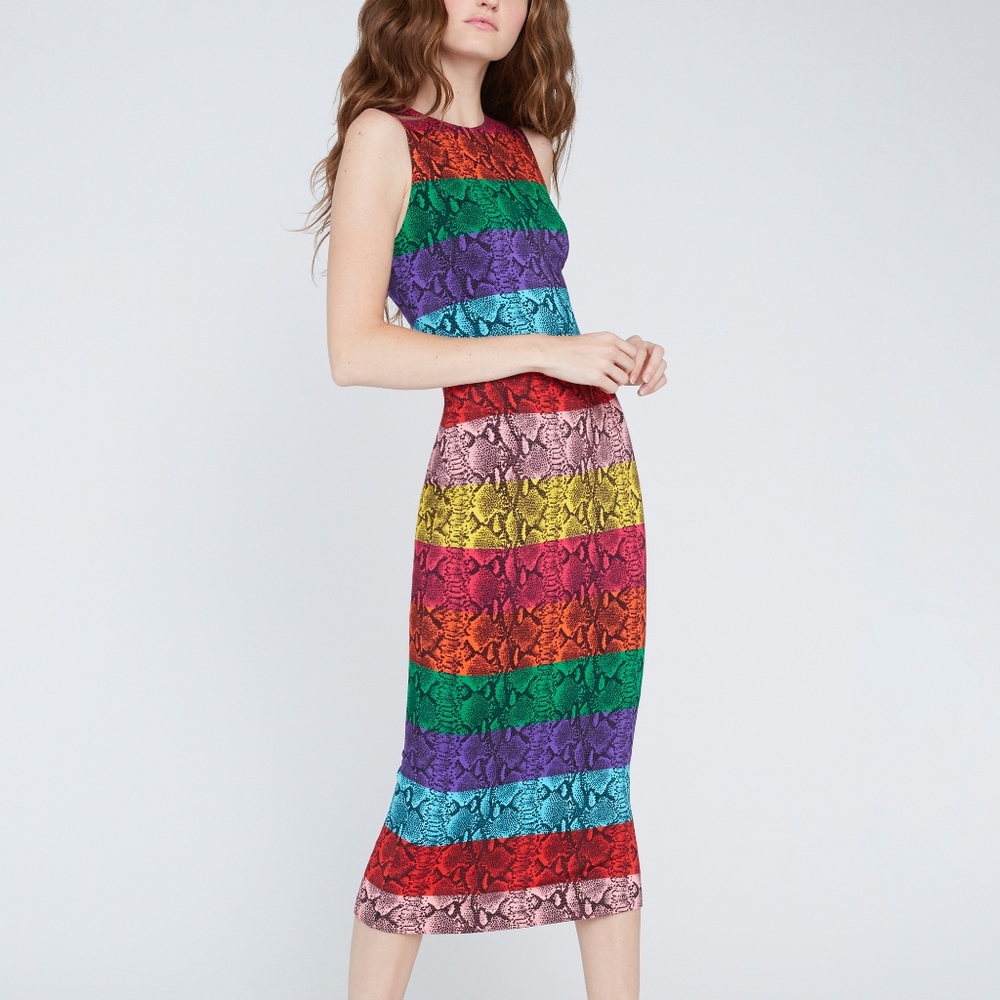 NWT $295 Alice + Olivia Delora Snake Midi Dress! - Picture 1 of 7